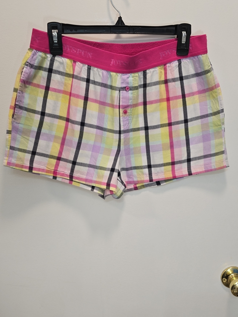 Joyspun - Women’s Lounge Shorts Pink Plaid Size Small